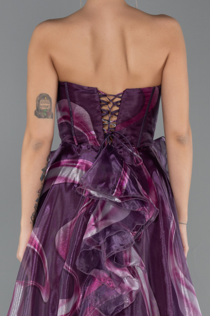 Robe de Soirée Longue Prune ABU5441