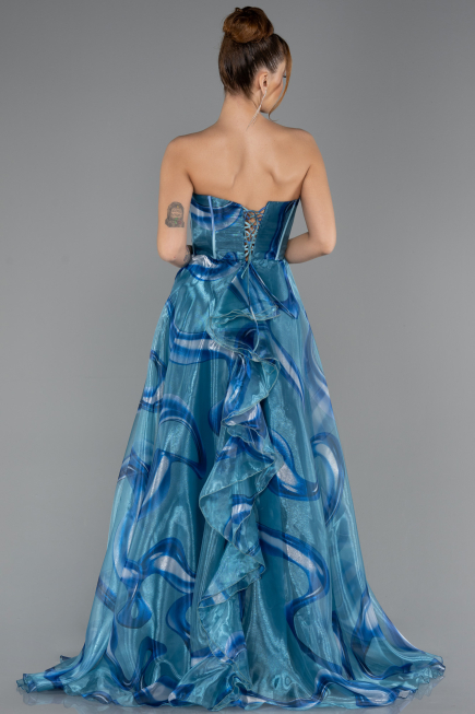 Robe de Soirée Longue Vert Pétrole ABU5441