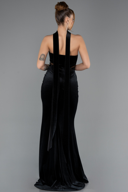 Robe de Soirée Longue Velours Noir ABU5437