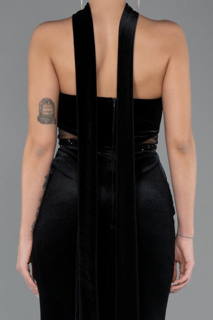 Robe de Soirée Longue Velours Noir ABU5437