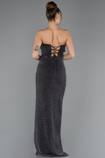 Robe de Soirée Longue Noir-Argent ABU5445