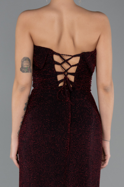 Robe de Soirée Longue Rouge Bordeaux ABU5445