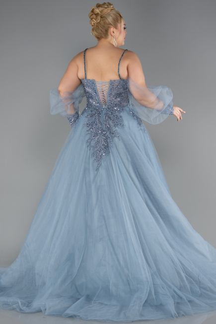 Robe De Fiançailles Grande Taille Longue Gris ABU3822