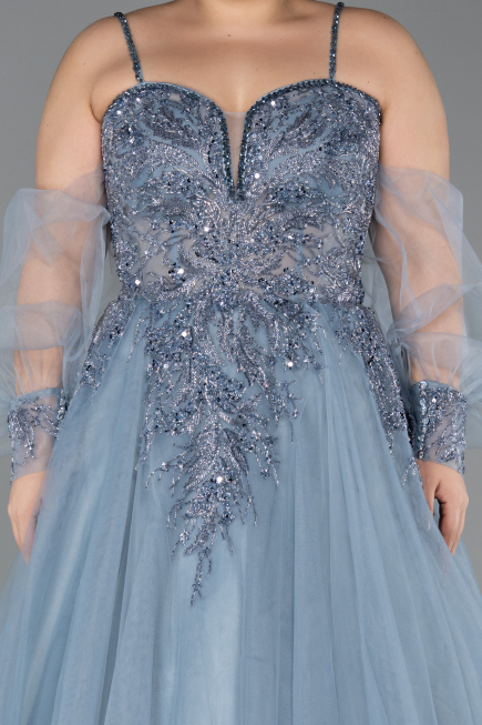 Robe De Fiançailles Grande Taille Longue Gris ABU3822