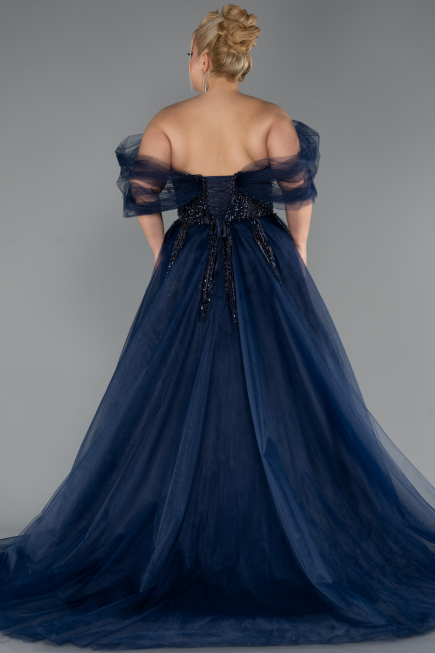 Robes De Soirée Grande Taille Longue Bleu Marine ABU4747