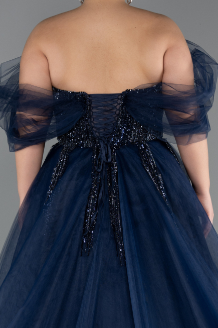 Robes De Soirée Grande Taille Longue Bleu Marine ABU4747