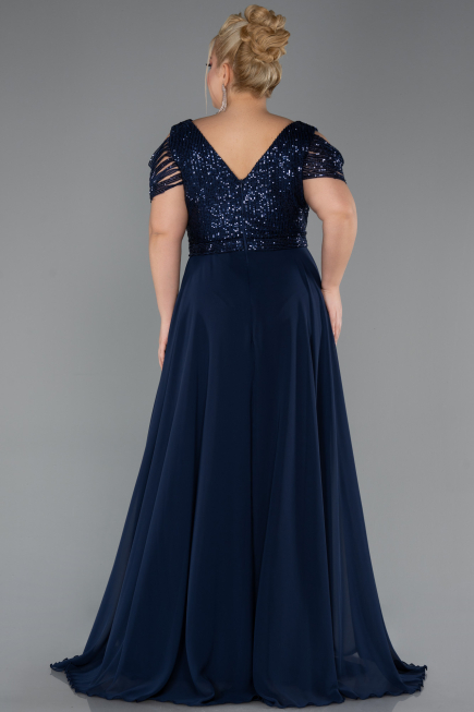 Robe de Soirée Grande Taille Longue Bleu Marine ABU828