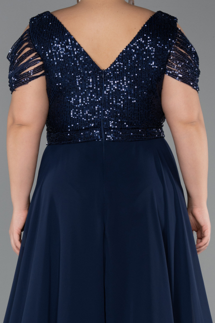 Robe de Soirée Grande Taille Longue Bleu Marine ABU828