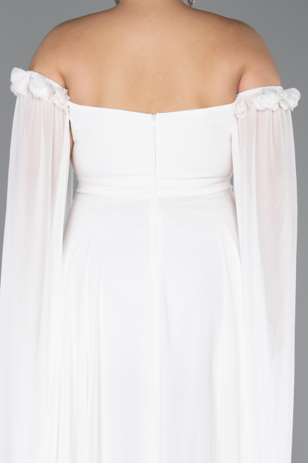 Robe Grande Taille Longue Mousseline Blanc ABU3464