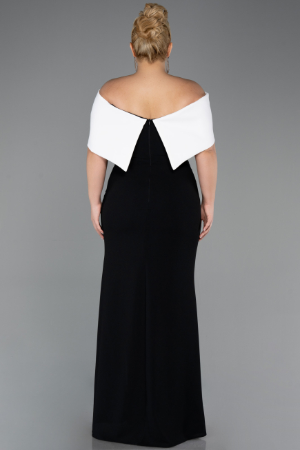 Robe De Soirée Grande Taille Longue Noir-Blanc ABU3945