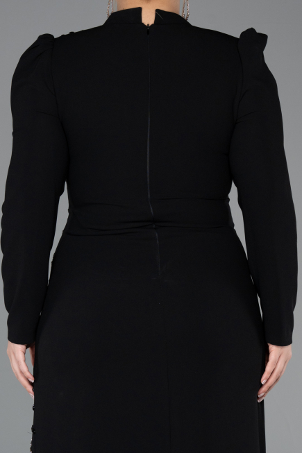 Robe Hijab Grande Taille Longue Noir ABU5411