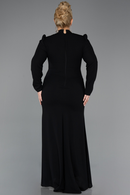 Robe Hijab Grande Taille Longue Noir ABU5395