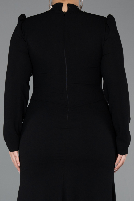 Robe Hijab Grande Taille Longue Noir ABU5395