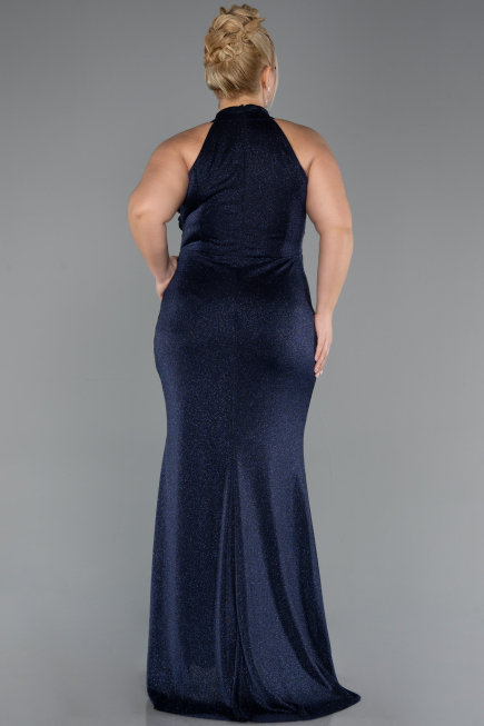 Robe Grande Taille Longue Bleu Marine ABU5427