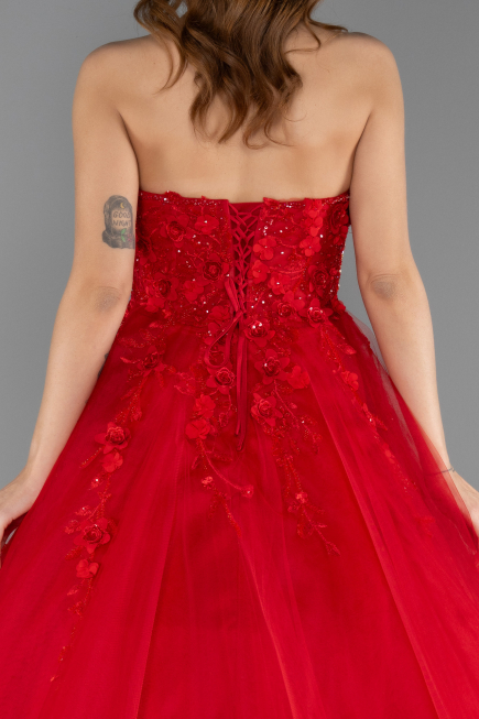 Robe Haute Couture Longue Rouge ABU5459