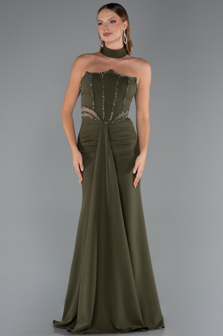 Robe de Soirée Longue Kaki ABU5476