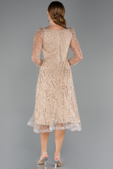 Robe de Cérémonie Midi Perlé Or ABK2469