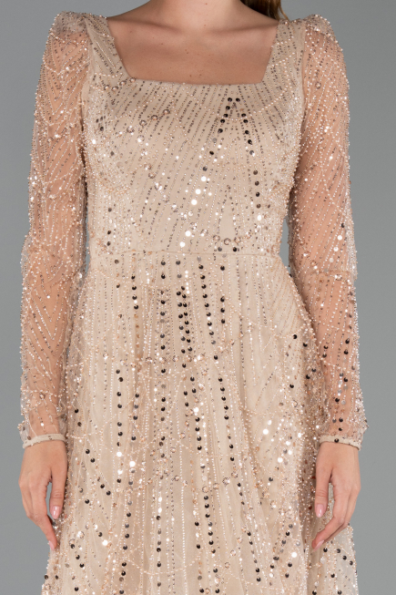 Robe de Cérémonie Midi Perlé Or ABK2469