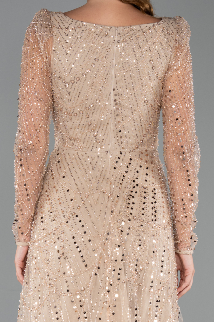 Robe de Cérémonie Midi Perlé Or ABK2469