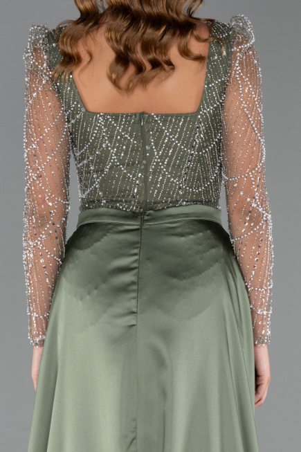 Robe De Fiançailles Grande Taille Perlé Longue Kaki ABU4761