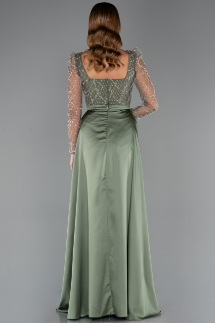 Robe De Fiançailles Grande Taille Perlé Longue Kaki ABU4761