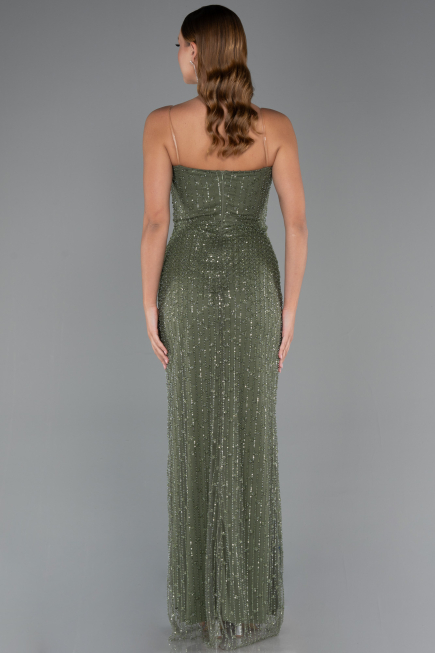 Robe de Soirée Longue Perlé Kaki ABU5483