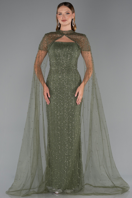 Robe de Soirée Longue Perlé Kaki ABU5483