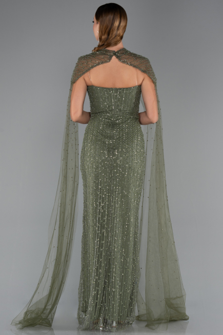 Robe de Soirée Longue Perlé Kaki ABU5483