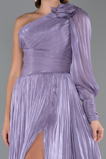 Robe de Soirée Longue Mousseline Lavande ABU5489