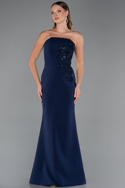 Robe Queue de Poisson Longue Bleu Marine ABU5485