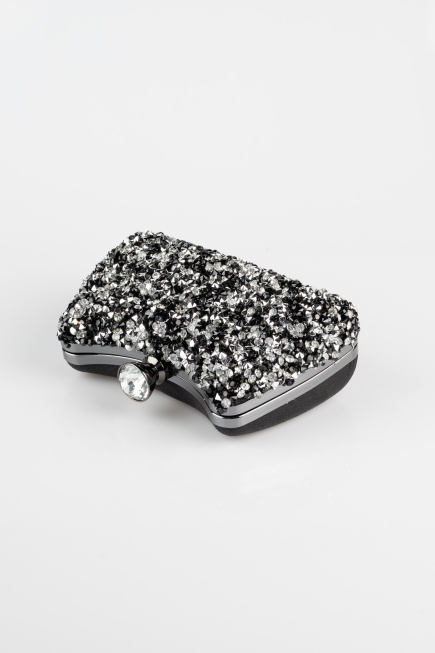Sac De Soirée Luxe Pierreux Noir-Argent SH828