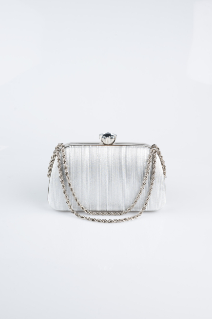 Sac de Soirée Luxe Coupe Au Laser Argent SH860