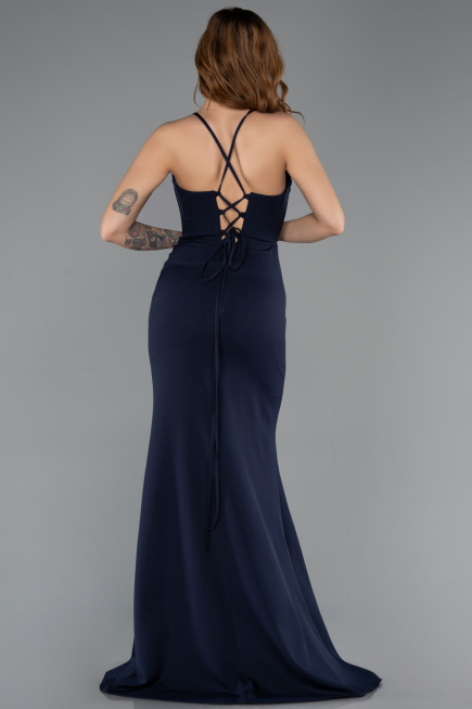 Robe de Soirée Longue Bleu Marine ABU5506
