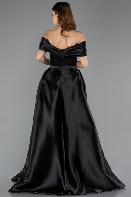 Robe de Soirée Longue Perlé Noir ABU5503