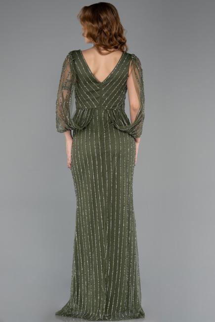 Robe de Soirée Longue Pierreux Kaki ABU5475