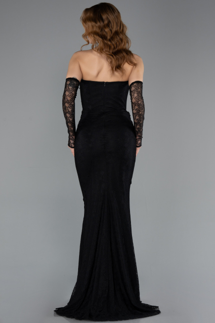 Robe de Soirée Longue Dantelle Noir ABU5510