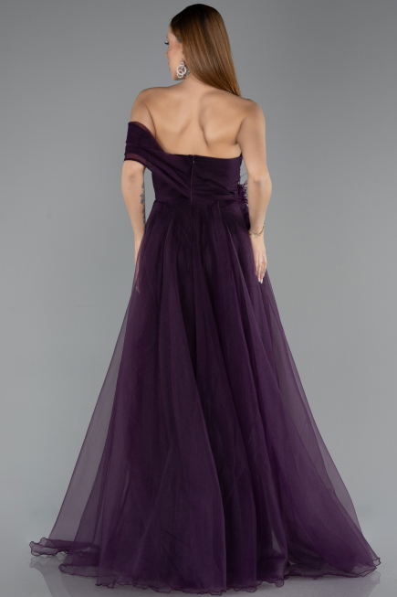 Robe de Soirée Longue Violet Foncé ABU5528