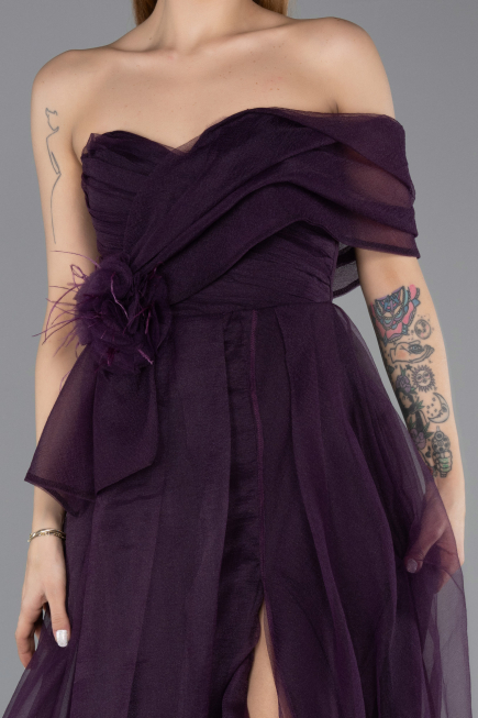 Robe de Soirée Longue Violet Foncé ABU5528