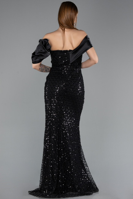 Robe de Soirée Longue Squameuse Noir ABU5529