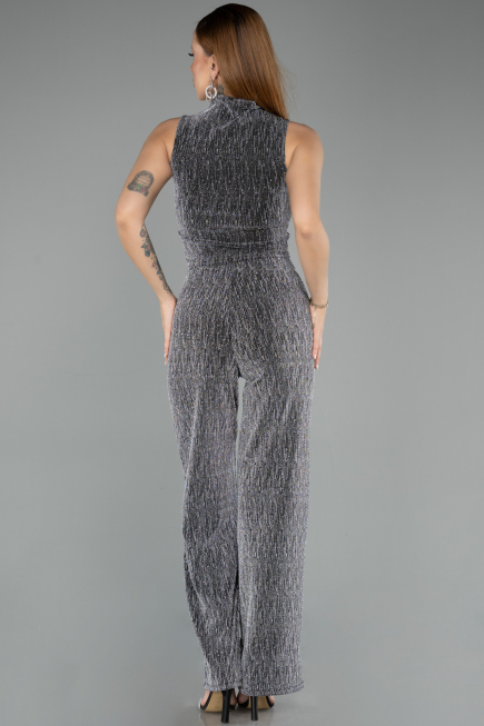 Robe De Soirée Longue Noir-Argent ABU5533