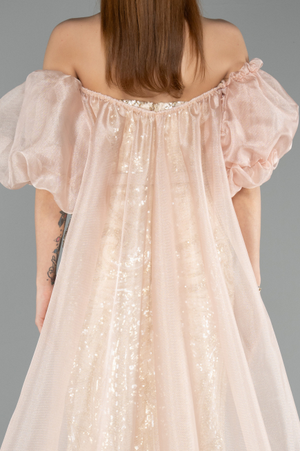 Robe de Soirée Longue Beige ABU5537