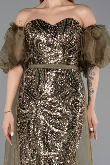 Robe de Soirée Longue Kaki ABU5537