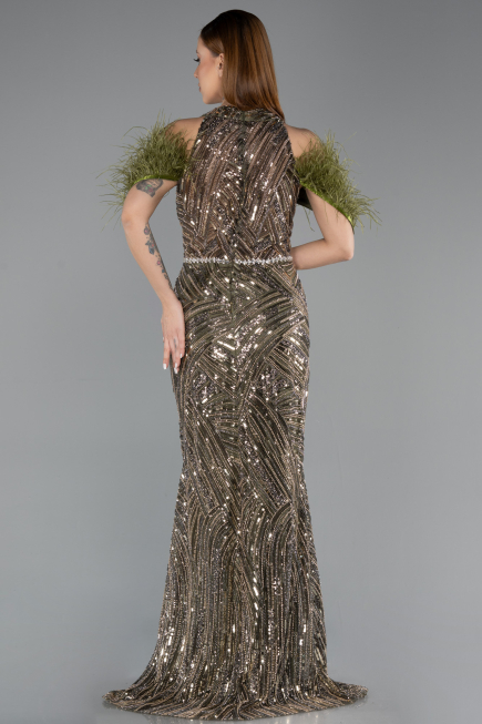 Robe de Soirée Longue Kaki ABU5538
