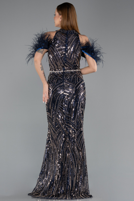 Robe de Soirée Longue Bleu Marine ABU5538