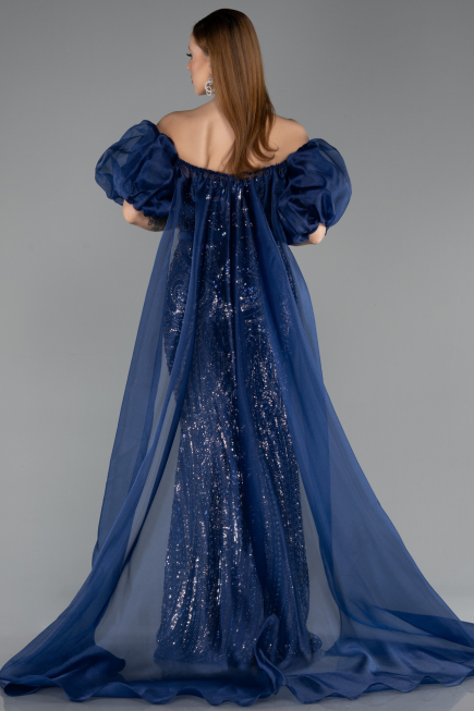 Robe de Soirée Longue Bleu Marine ABU5537