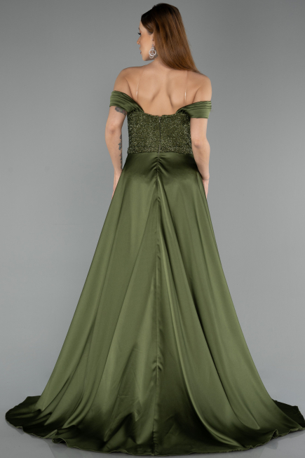 Robe de Soirée Longue Perlé Kaki ABU5542