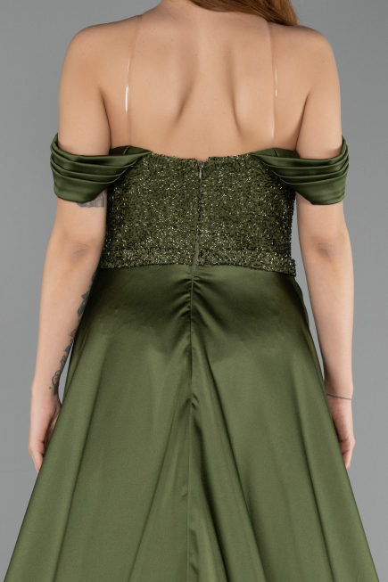 Robe de Soirée Longue Perlé Kaki ABU5542