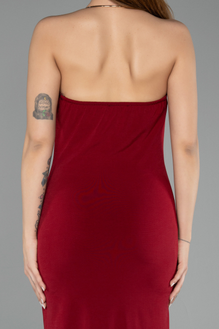 Robe De Soirée Midi Rouge Bordeaux ABK2495