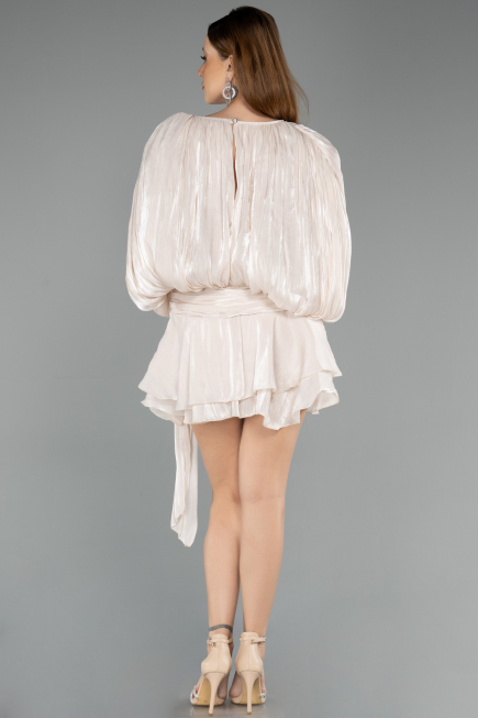 Tenue de Soirée Mini Mousseline Beige ABK2499