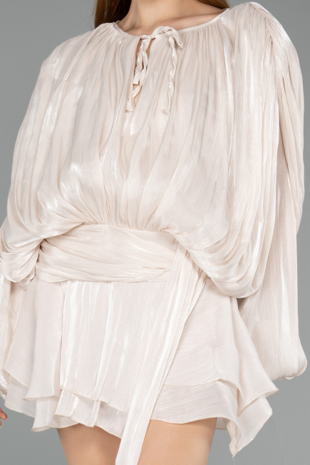 Tenue de Soirée Mini Mousseline Beige ABK2499